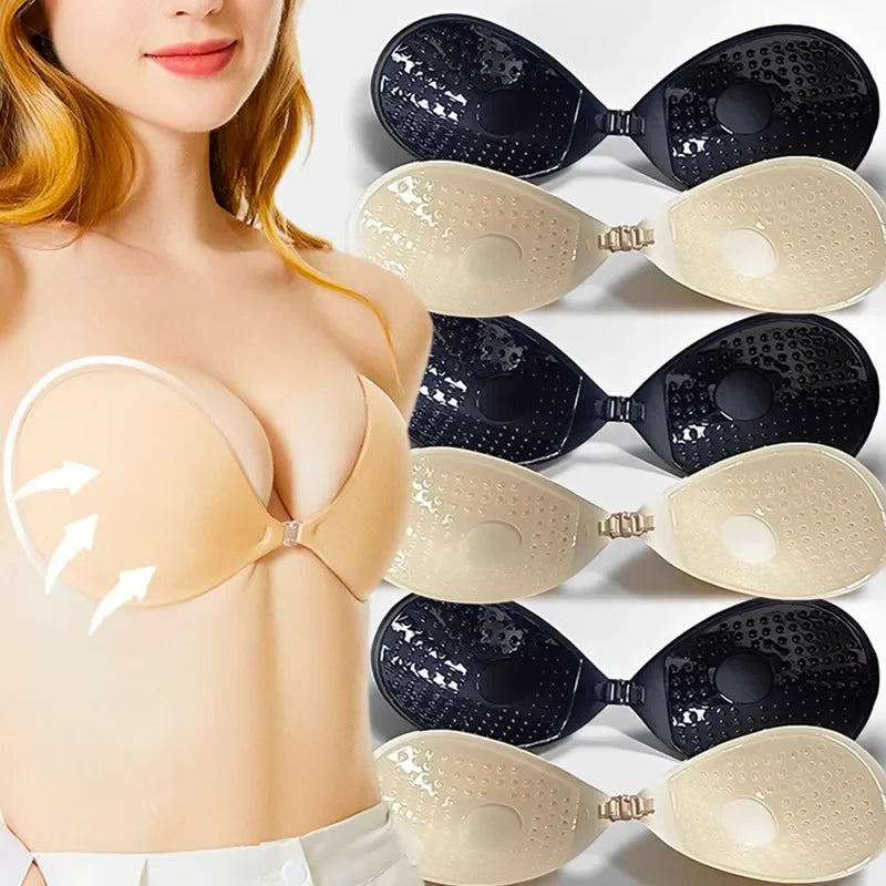 Women's Invisible Strapless Adhesive Stick Bra Strapless Push Up Bras Lingerie Seamless Silicone Nipple Cover Bralette Underwear