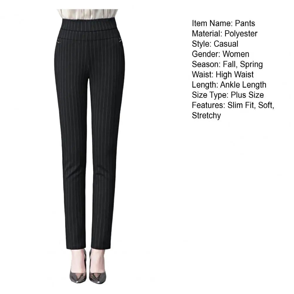 Wide Band High Waist Women Suit Pants Slim Fit Ankle Length Pencil Pants Stretch Tummy Control Lady Trousers Spring Mother Pants
