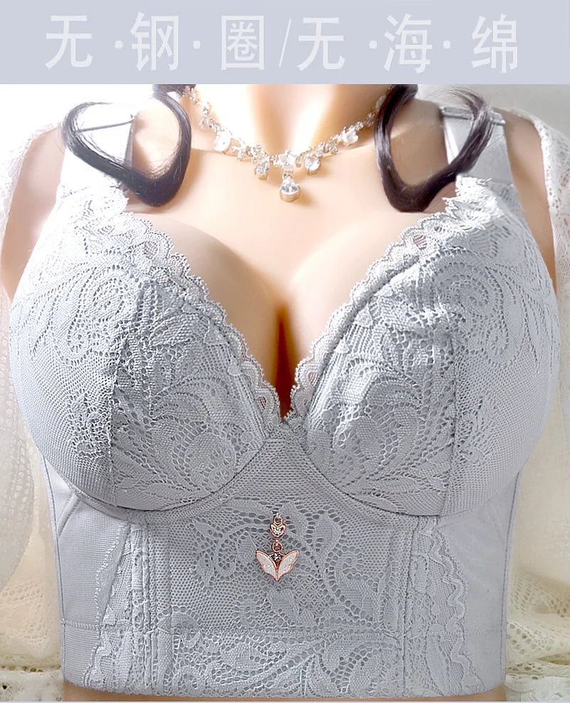 Women Bra Plus Size Deep Cup Push Up Bras Incorporated Full Back Coverage Lingerie Hide Back Fat Underwear No Steel Ring Bra