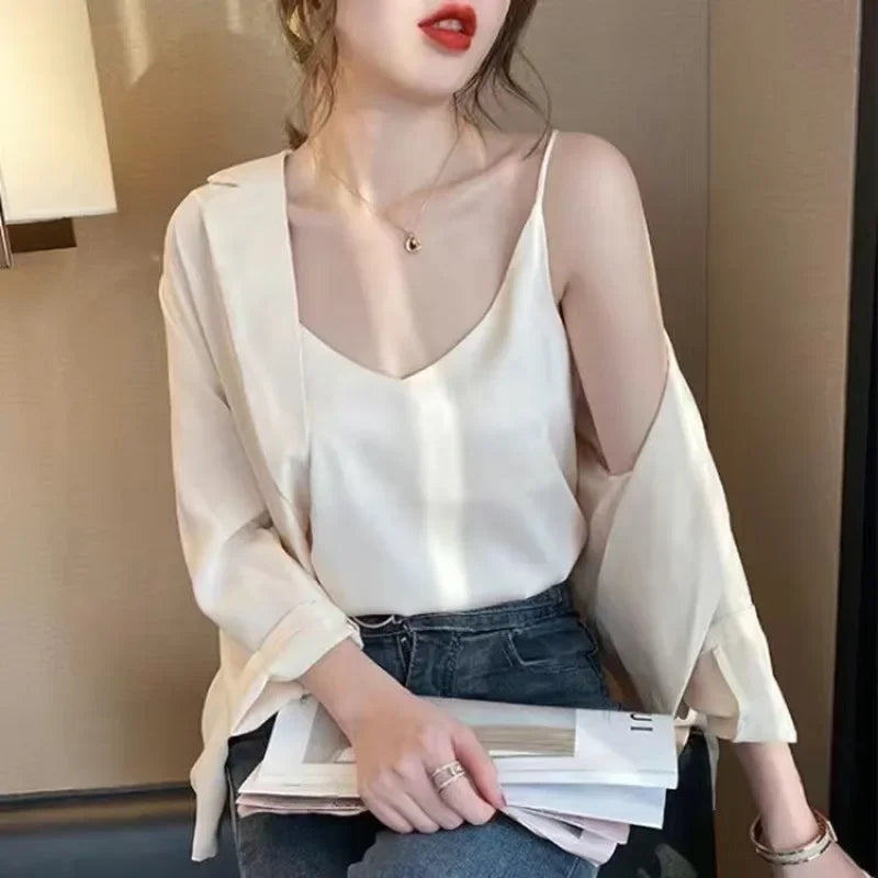 White Basic Women Silk-Like Satin Tops Vest Summer Sexy Camis Tank For Ladies Strappy Camisole Top Shirts Grunge Femme Clothes