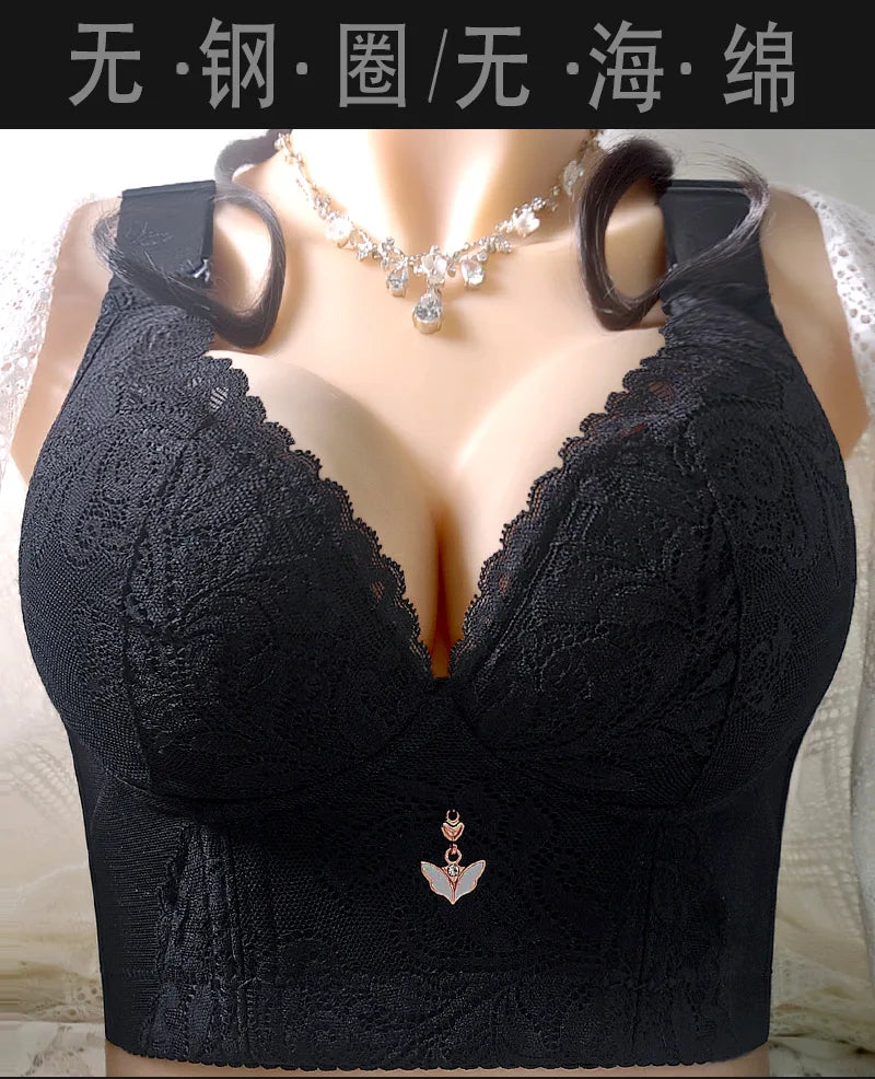 Women Bra Plus Size Deep Cup Push Up Bras Incorporated Full Back Coverage Lingerie Hide Back Fat Underwear No Steel Ring Bra