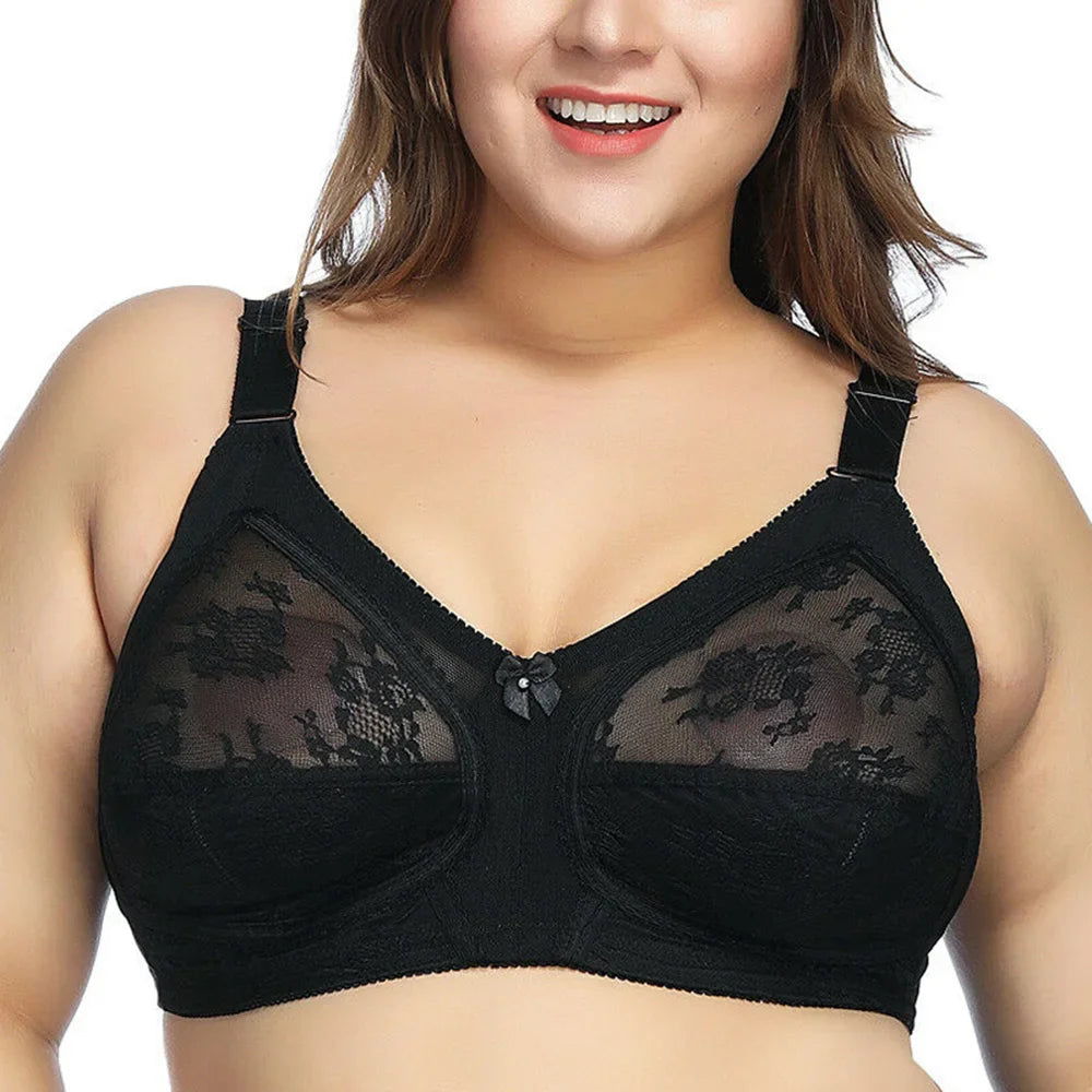 Large Size Bra for Women Ladies Underwear Translucent Lace Chiffon Wireless Minimizer Lingerie Brassiere Bralette Tops