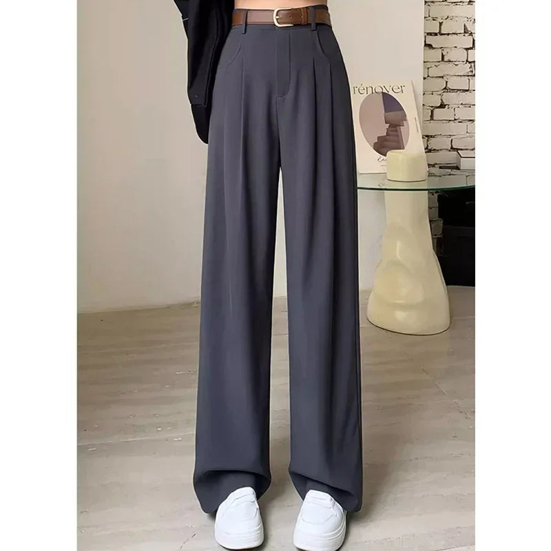 Suit Pants Lady Breathable Baggy High Waist