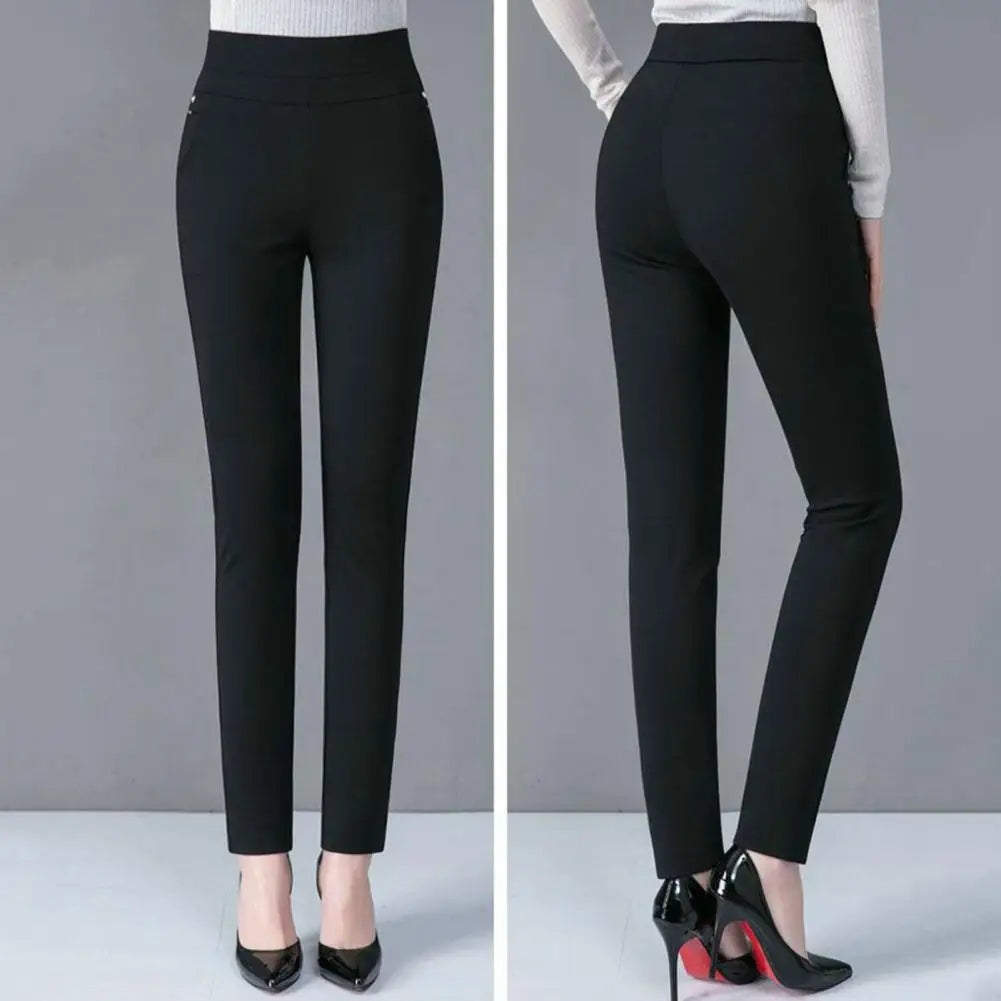 Wide Band High Waist Women Suit Pants Slim Fit Ankle Length Pencil Pants Stretch Tummy Control Lady Trousers Spring Mother Pants