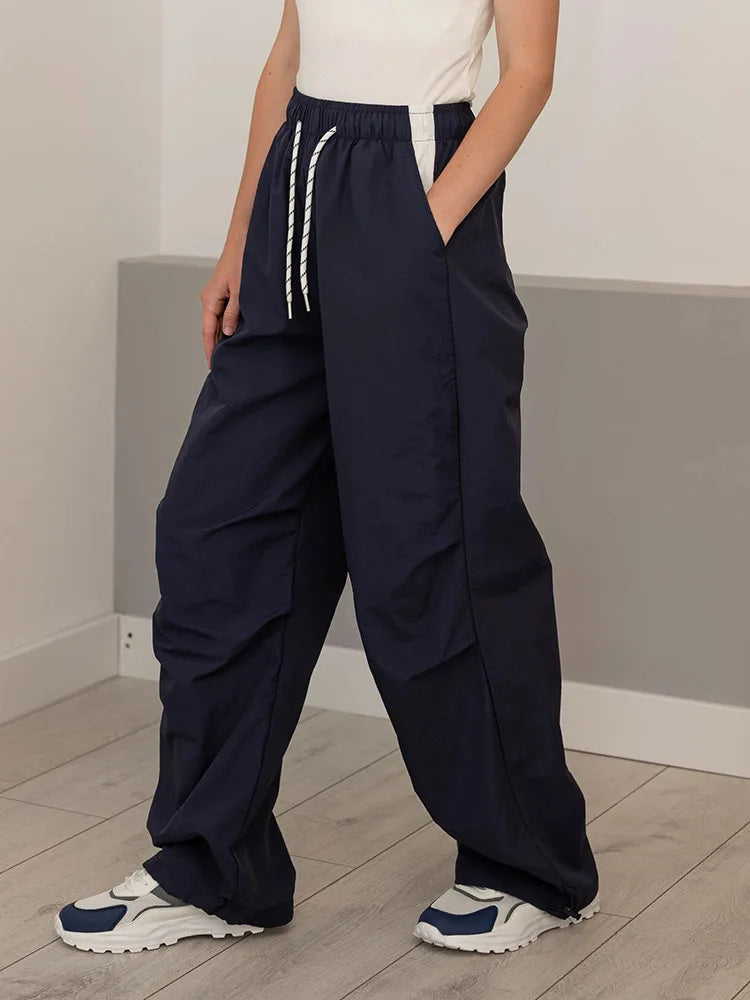 Straight Summer Pants Women Casual Yellow Thin Sweatpants Deawstring Elastic Waist Loose Trousers Joggers Cargo Pants For Ladies