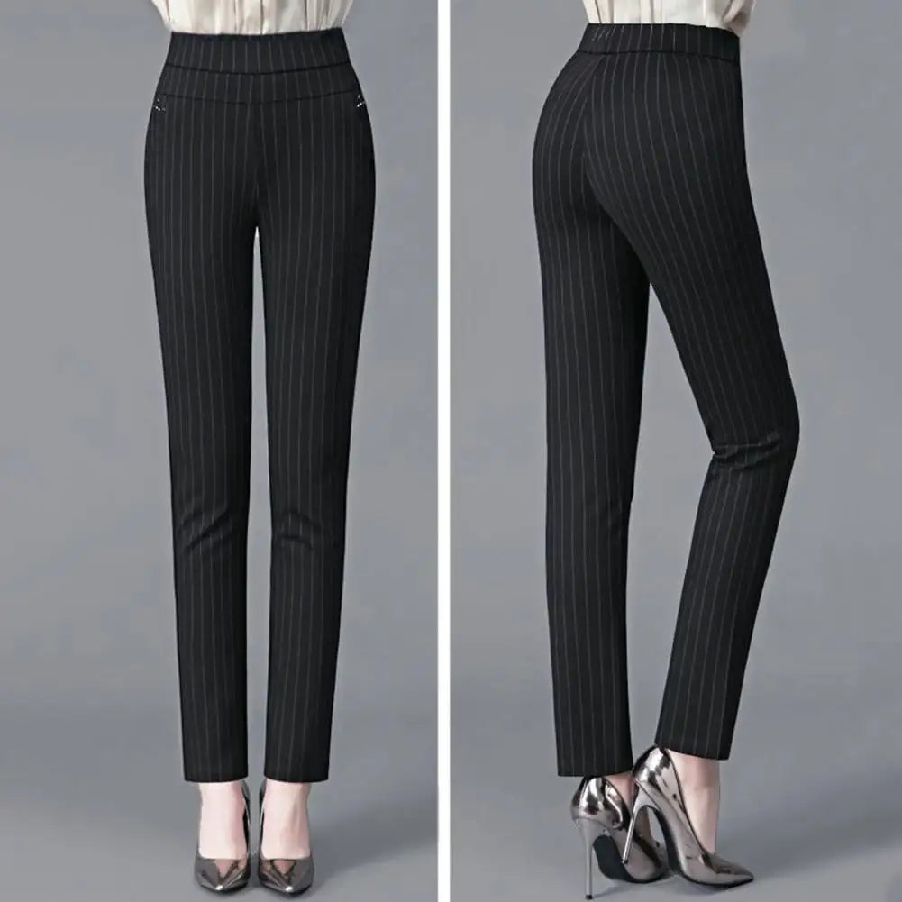Wide Band High Waist Women Suit Pants Slim Fit Ankle Length Pencil Pants Stretch Tummy Control Lady Trousers Spring Mother Pants