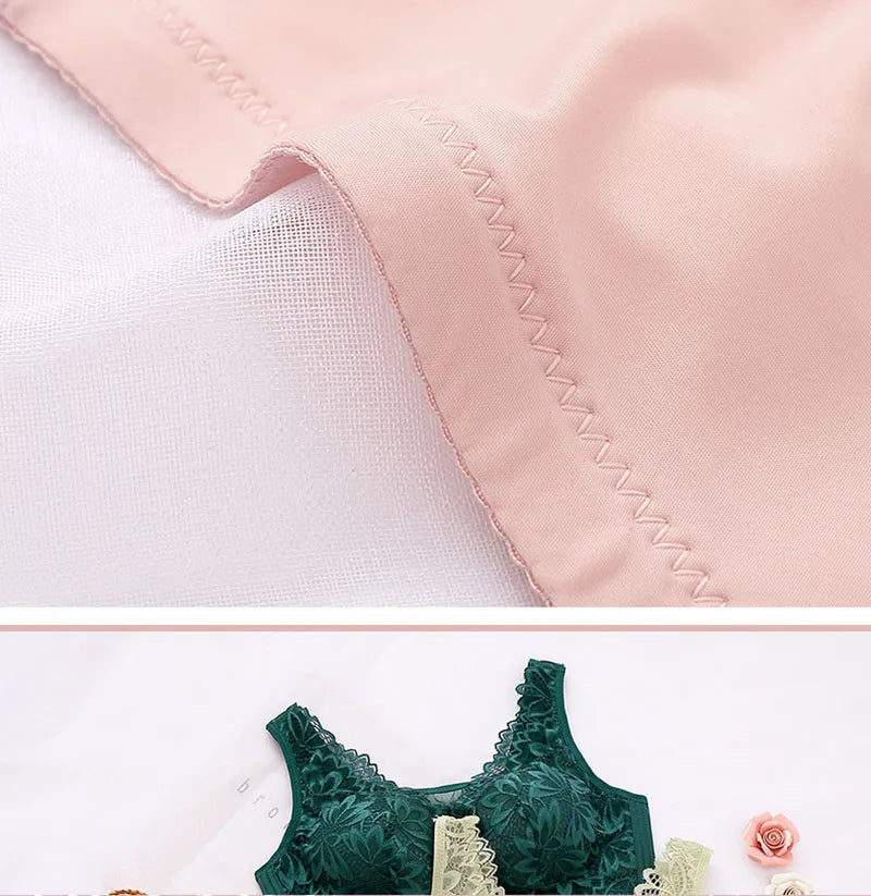 Sexy Push Up Bra Woman See Through Backless Bra Bralette Top Floral Bralette Lace Thin Large Size No Steel Ring Underwear