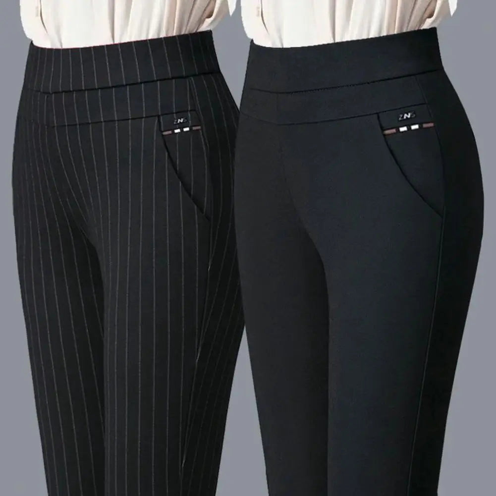 Wide Band High Waist Women Suit Pants Slim Fit Ankle Length Pencil Pants Stretch Tummy Control Lady Trousers Spring Mother Pants