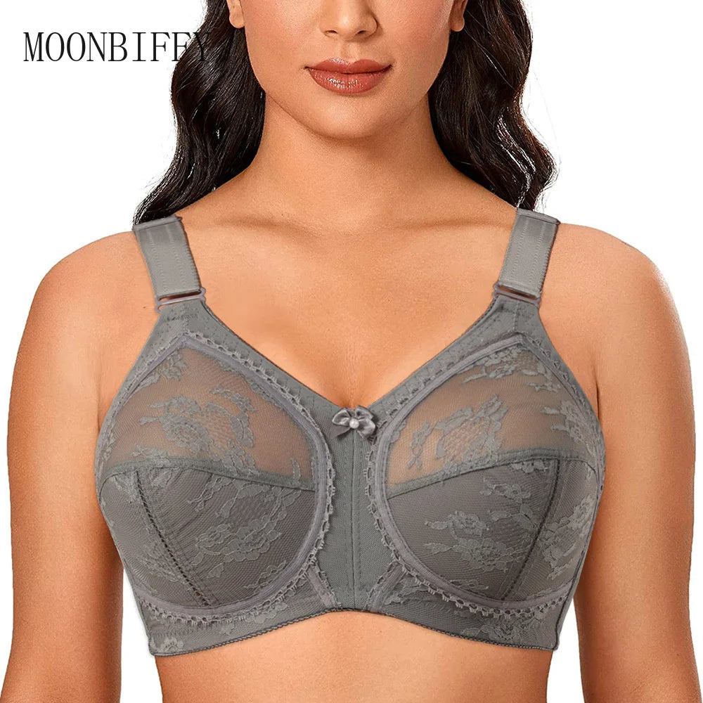 Large Size Bra for Women Ladies Underwear Translucent Lace Chiffon Wireless Minimizer Lingerie Brassiere Bralette Tops