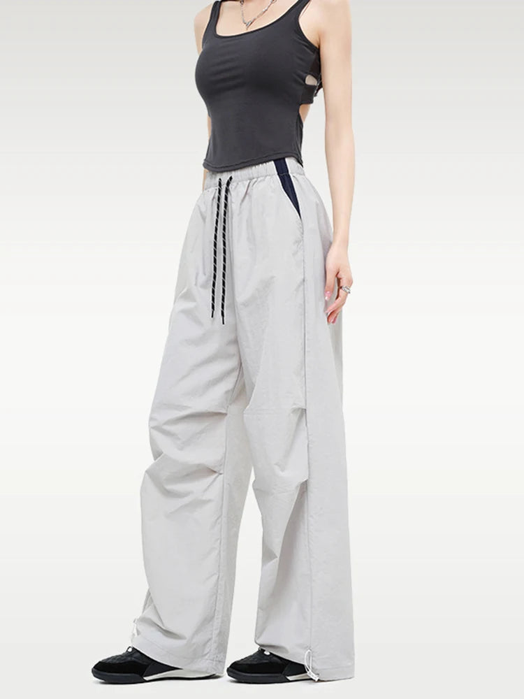 Straight Summer Pants Women Casual Yellow Thin Sweatpants Deawstring Elastic Waist Loose Trousers Joggers Cargo Pants For Ladies