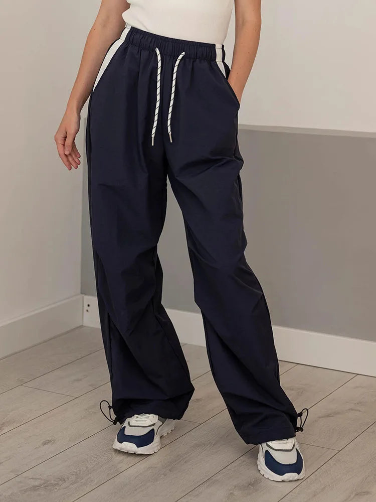 Straight Summer Pants Women Casual Yellow Thin Sweatpants Deawstring Elastic Waist Loose Trousers Joggers Cargo Pants For Ladies