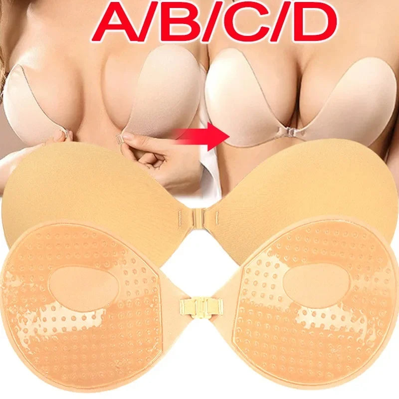 Women's Invisible Strapless Adhesive Stick Bra Strapless Push Up Bras Lingerie Seamless Silicone Nipple Cover Bralette Underwear