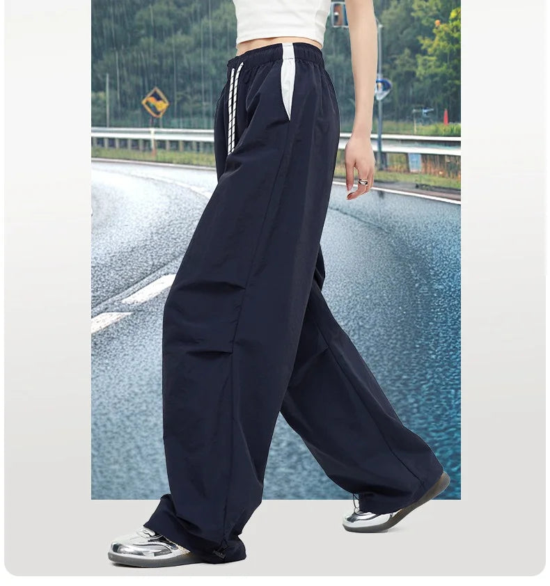 Straight Summer Pants Women Casual Yellow Thin Sweatpants Deawstring Elastic Waist Loose Trousers Joggers Cargo Pants For Ladies