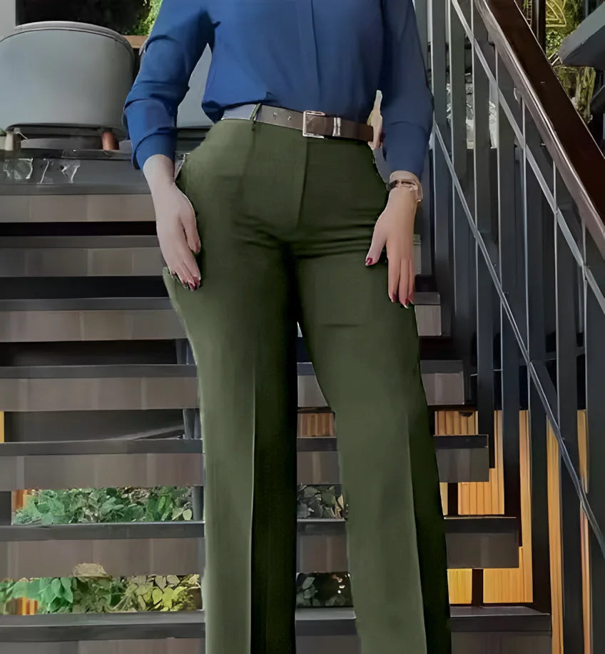 Pants Straight High Waist Solid Long Pant Trousers
